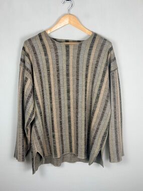 Vintage Structure Le Collezioni Wool Blend Striped Sweater Medium Earth Tone